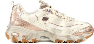 Skechers Womens DLites Vintage Vision Sneaker, Natural Leather/Multi Trim, 5.5 UK