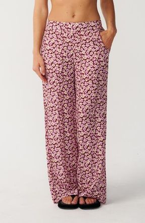 Rip Curl Party Wave Floral Wide Leg Beach Pants in Dark Plum at Nordstrom, Size Xx-Small
