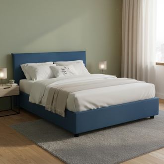 Dmora Dmora - Cama Matrimonial Dambros, Cama Contenedor Con Revestimiento De Tela, 100% Made In Italy, Apertura Frontal, Adecuado Para Colch&oacute;n Cm 160x190, A
