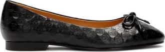 Kazar Zwarte ballerinas met reli&euml;f monogram - Dames - Ballerinas - Zwart - 36 EU - Leer - Schoenen