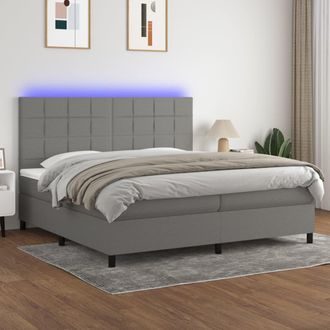 vidaXL Vidaxl - Cama Box Spring Colch&oacute;n Y Luces Led Tela Gris Claro 200x200 Cm