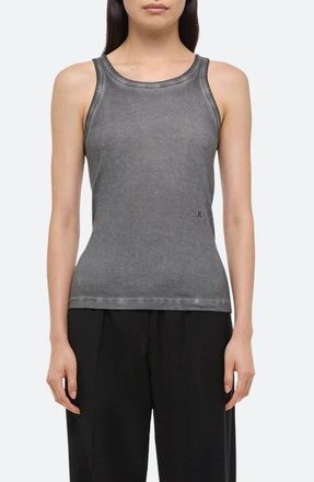 Helmut Lang Garment Dyed Racerback Pima Cotton Tank Top in Gunmetal at Nordstrom, Size X-Large