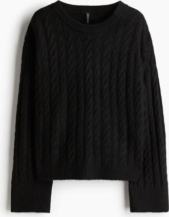 H&M Pullover mit Zopfmuster - Schwarz