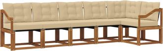 vidaXL Conjunto De Sof&aacute;s De Exterior 6 Uds. Natural Y Beige Vidaxl