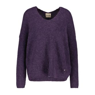 Mos Mosh MMThora V-Neck Knit - Dames - Ronde hals truien - Paars - S - Wol - Truien & Vesten