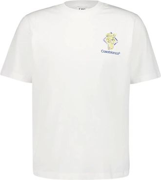 Casablanca T-Shirts, male, White, XL, White Diamond Column T-Shirt