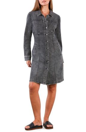Wash Lab Denim I Love Denim Long Sleeve Dress in Soft Grey at Nordstrom, Size X-Large