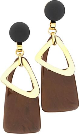 Plan C Pendientes Largos Geom&eacute;tricos - Accessories - Mujer - Marr&oacute;n - ONE SIZE