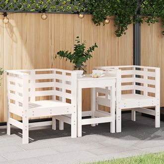 vidaXL Sillas De Jard&iacute;n 2 Uds Madera Maciza Pino Blanco 61,5x53x71 Cm Vidaxl