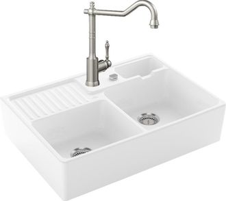 Villeroy & Boch Villeroy&boch - Villeroy Et Boch Fregadero Tradition Stamp Of Office 2 Senos Autodrenante + Grifo De Cocina Avia 2.0 Solid Steel