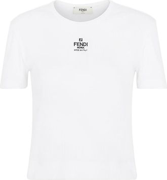 Fendi Ribbed Cotton T-Shirt-Donna