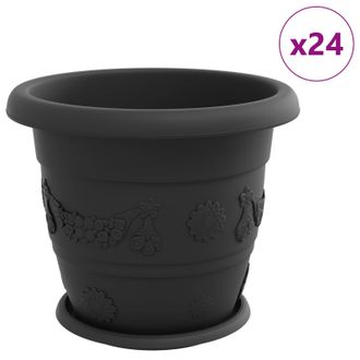 vidaXL Macetas 24 Pcs Negro &Oslash; 34 X 28 Cm Pl&aacute;stico Vidaxl