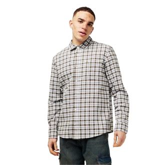 Jack Wills Geruit herenhemd met lange mouwen (Olijf)