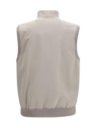 Brunello Cucinelli Mens Sleeveless Vest Jacket Brown Freddo+panama Polyester; Polyamide