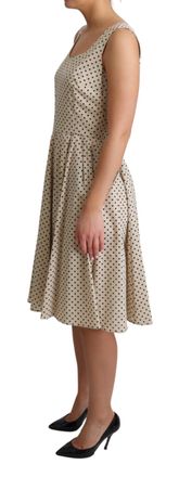 Dolce & Gabbana Womens Beige Polka Dotted Cotton A-Line Dress