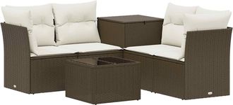 vidaXL Juego De Sof&aacute; 6 Uds. Marr&oacute;n Y Crema Blanca Vidaxl