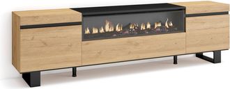 Skraut Home Skraut Home - Mueble Tv, Televisi&oacute;n, Muebles De Sal&oacute;n, Almacenaje, 200x57x35cm, Para Tv Hasta 80, Chimenea El&eacute;ctrica, Dise&ntilde;o Industrial, Estilo Modern