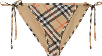 Burberry Geruite bikinislip met gestrikte zijkant - Beige