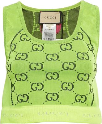 Gucci Top corto con effetto jacquard - Verde