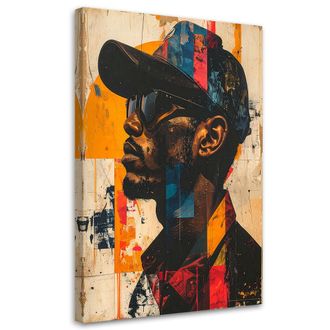 Feeby Cuadro Sobre Lienzo Abstracci&oacute;n: Hombre Con Gorro Y Gafas 70x100