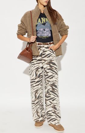 Ganni T-shirt With Colorful Print, Womens, Black