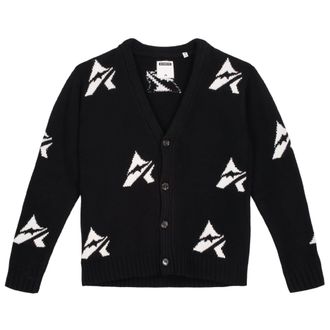 Avirex Mens Athletic Cardigan in Black Wool - Size X-Large