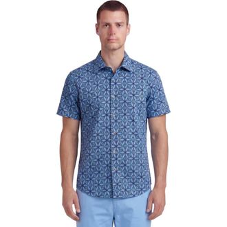 Lords of Harlech Tribal Mens Printed Button Up Shirt in Tribal Blue at Nordstrom, Size Xx-Large
