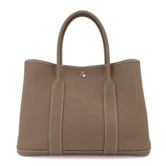 Herm&egrave;s Etoupe Gray Negonda Leather Handbag Tote Bag (Pre-Owned)