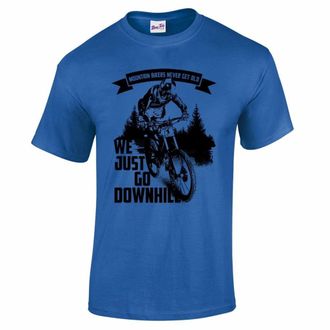 Bang Tidy Clothing Mountain Bikers Never Get Old MTB Downhill Trails Cycling Mens T Shirt - Royal Blue-L
