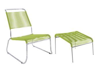 Schubiger M&ouml;bel Spaghetti-Kufen-Lounger-Hochlehner + Hocker S&auml;ntis