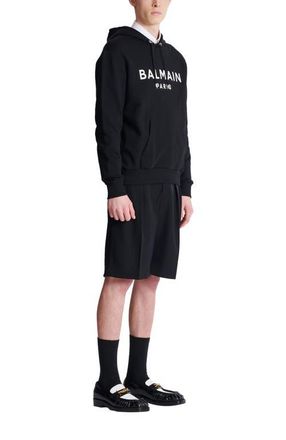 Balmain Printed cotton hoodie in Black at Nordstrom, Size Xxx-Large
