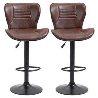HOMCOM Set 2 taburetes bar 46.5x54x108 cm marr&oacute;n