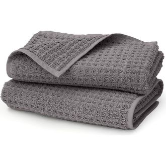 Boll & Branch Set of 2 Waffle Organic Cotton Hand Towels in Stone at Nordstrom