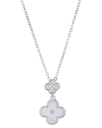 Adornia Adornia Mother Of Pearl Cz Sliding 2-Clover Necklace