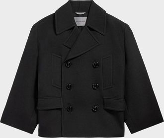 Balenciaga Men & apos;s Wool Knit-Collar Double-Breasted Jacket