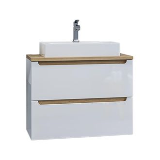 Petits Meubles Mueble lavabo 2 cajones estratificado Blanco
