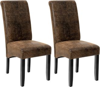 TecTake Lot de 2, chaise de salle &agrave; manger, bois, marron, marr&oacute;n antiguo