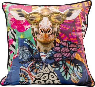 Kare Design Coj&iacute;n giraffe de poli&eacute;ster multicolor 45 x 45 cm