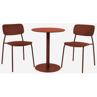 Sweeek Mesa Bistr&oacute; De Jard&iacute;n Redonda De Acero Con 2 Sillas