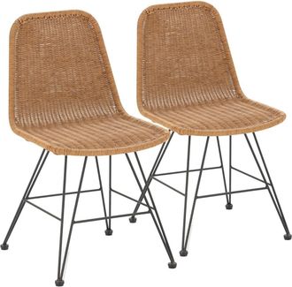 HOMN Pack 2 sillas de comedor o jardín ratan/negro