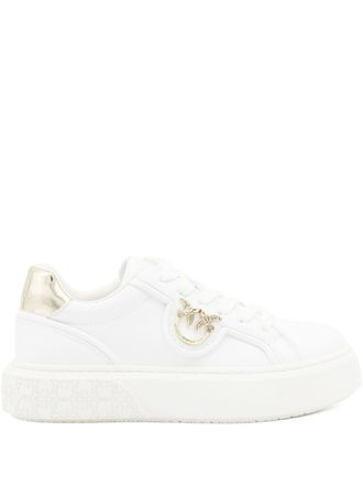 Pinko White Yoko 06 Metallic-Accent Leather Sneakers