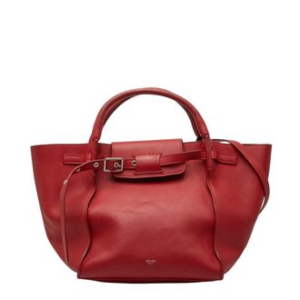 Celine Red Color Leather Handbag Shoulder Bag Tote Bag (Pre-Owned)