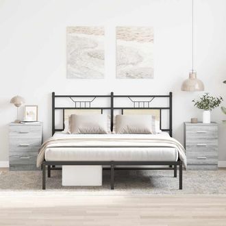 vidaXL Mesitas De Noche 2 Uds Madera Gris Sonoma 38x35x56 Cm Vidaxl