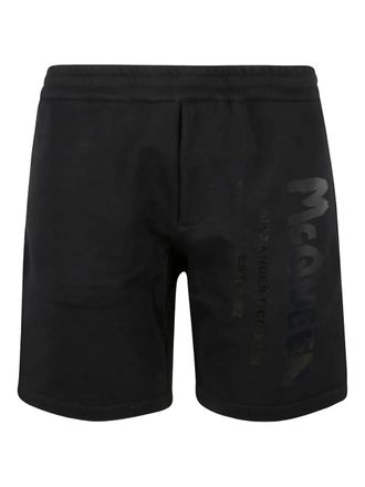 Alexander McQueen Shorts sportivi con stampa - Nero