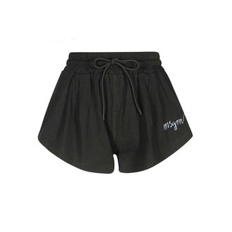 Msgm Msgm, Korte Broeken, Dames, Zwart, 2Xs, Katoen, Katoenen Elastische Taille Shorts