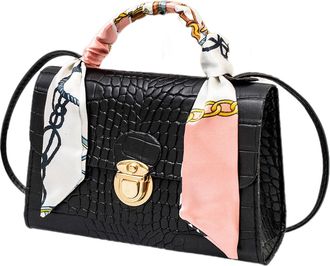 Generic 120G Fashion Compact Leather Bag Versatile Bag Secure Zipper Pocket With Soft Lining | Everyday Purse For Women And Fill, Crocodile Print Black, Se r&eacute;