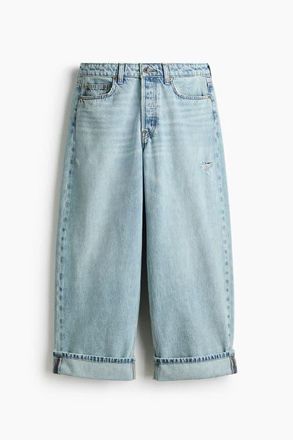 H&M Barrel Regular Waist Ankle Jeans in Light Denim Blue at Nordstrom, Size 14