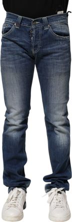 Dondup Mens Slim Fit Denim Jeans - Medium Blue Cotton - Size 30 (Waist)