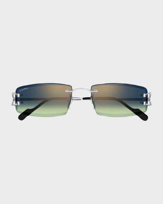 Cartier Men & apos;s Rimless Metal and Nylon Rectangle Sunglasses