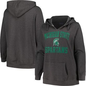 Champion Womens Champion Heather Charcoal Michigan State Spartans Plus Size Heart & Soul Notch Neck Pullover at Nordstrom, Size 1X